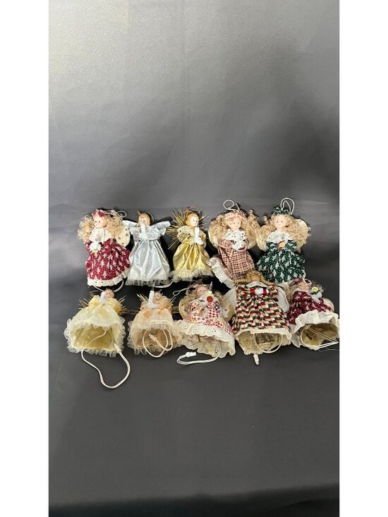 Other - Set Of 10 Vintage Angel Christmas Tree Toppers Lights Ornaments - Works, Needs B